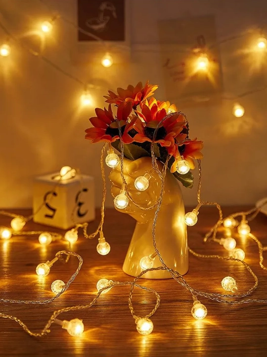 "Shariki" yangi yil LED girlyandasi, USB, archaga, derazaga, 3, 6, 10 metr