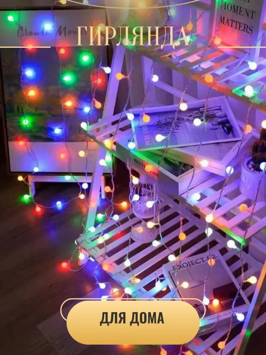 "Shariki" yangi yil LED girlyandasi, USB, archaga, derazaga, 3, 6, 10 metr