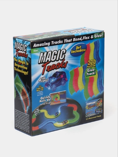 Яркая гибкая дорога Magic Tracks ,220 деталей, 1 гоночная машина — ABDU-TRACK