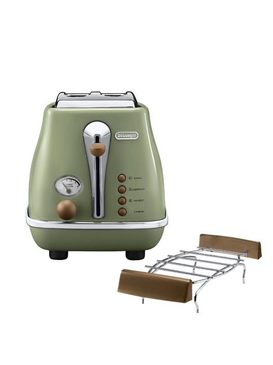 Тостер De'Longhi CTOV2103.GR Icona Vintage, 900 Вт, 2 слота, 6 степеней обжаривания