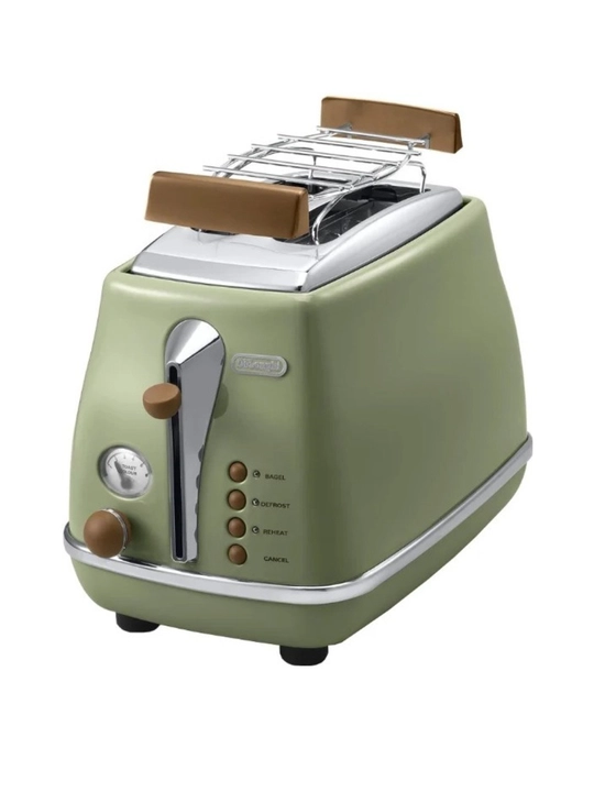 Тостер De'Longhi CTOV2103.GR Icona Vintage, 900 Вт, 2 слота, 6 степеней обжаривания