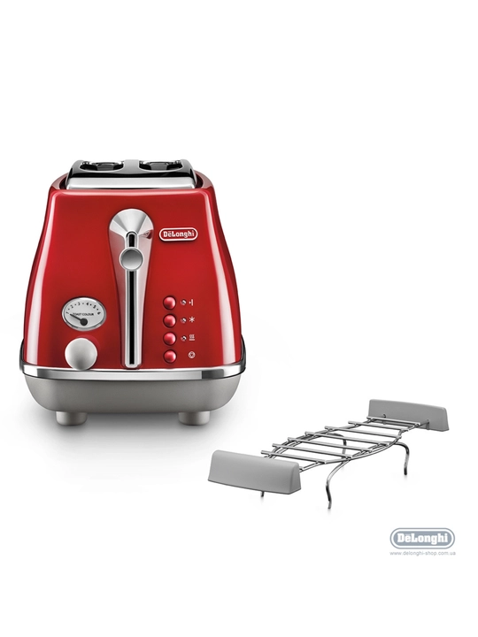 Тостер De'Longhi CTOC2103.R Icona Capitals, 900 Вт, 2 слота, 6 уровней поджаривания
