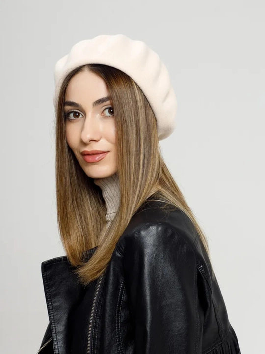 Ayollar va qizlar uchun beret, klassik toʻqilgan shapka, kuz qish mavsum bosh kiyimi