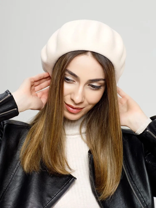 Ayollar va qizlar uchun beret, klassik toʻqilgan shapka, kuz qish mavsum bosh kiyimi