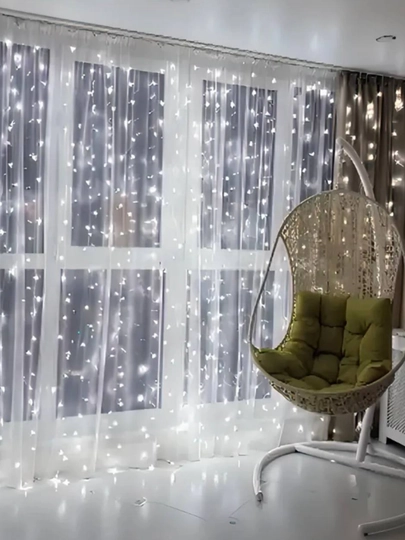 Parda girlyanda, boshqarish pulti va ilgak bilan, 3 * 3 m