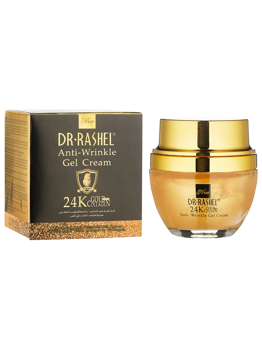 Ajinlarga qarshi kollagen va oltin zarralar bilan yuz uchun gel-krem Dr. Rashel 24K, 80 ml - 