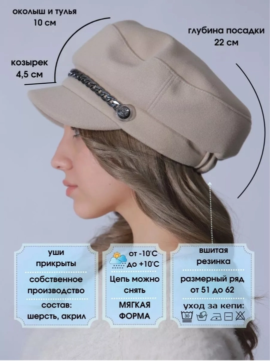 Ayollar kepkasi, furajka, furajka, zanjirli, ayollar bosh kiyimi