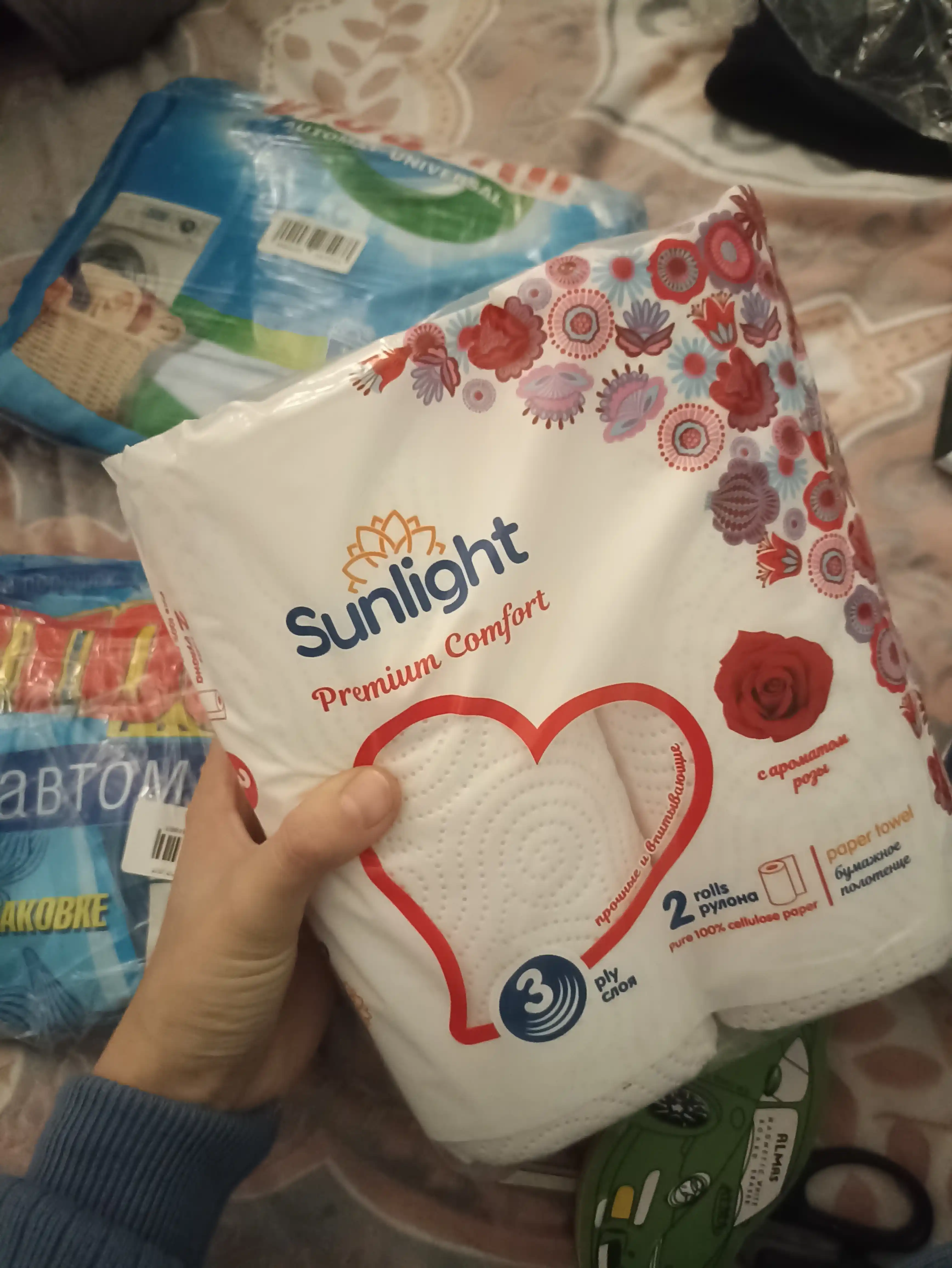 Qog'oz sochiqlar Sunlight Premium comfort, atirgul xushbo'yligi 3 qatlamli, 2 rulon