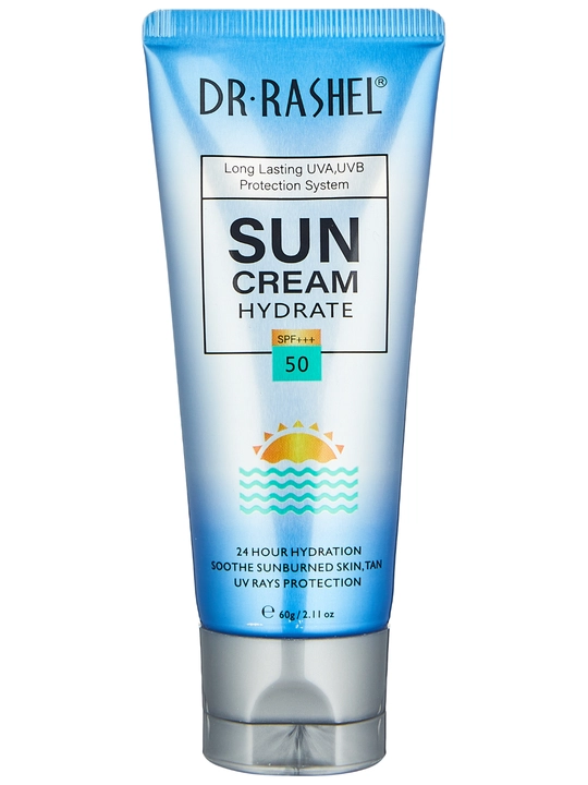 Namlantiruvchi, oqartiruvchi, qarilikga qarshi va aloe quyosh SPF kremi Dr.Rashel, 60 gr