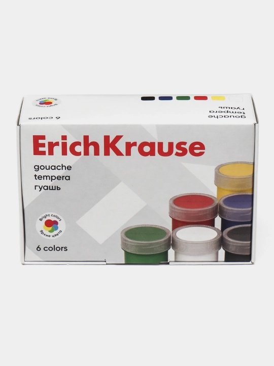 Гуашь ErichKrause, 6 цветов по 17 мл, в коробке 6 штук, 50543 q0000053417 - 