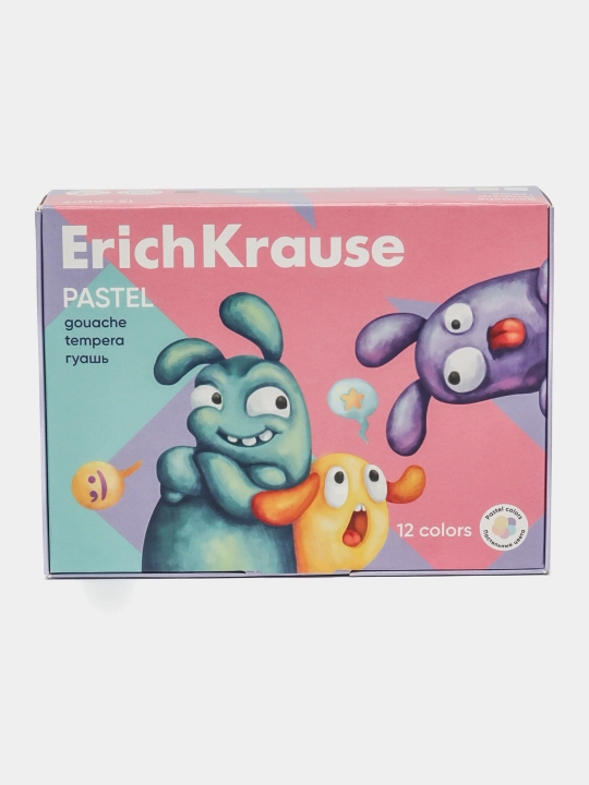 Гуашь ErichKrause Jolly Friends Pastel, 12 цветов по 20 мл, 61419 q0000053407