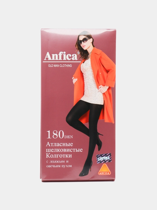 Колготки атласные шелковистые Anfica 180 den, с лебяжьим и овечьим пухом - 