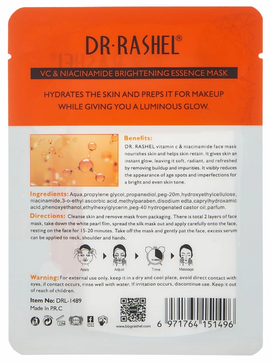 Yuz uchun mato niqobi Dr.Rashel, tabiiy ingredientlar bilan, 25 g