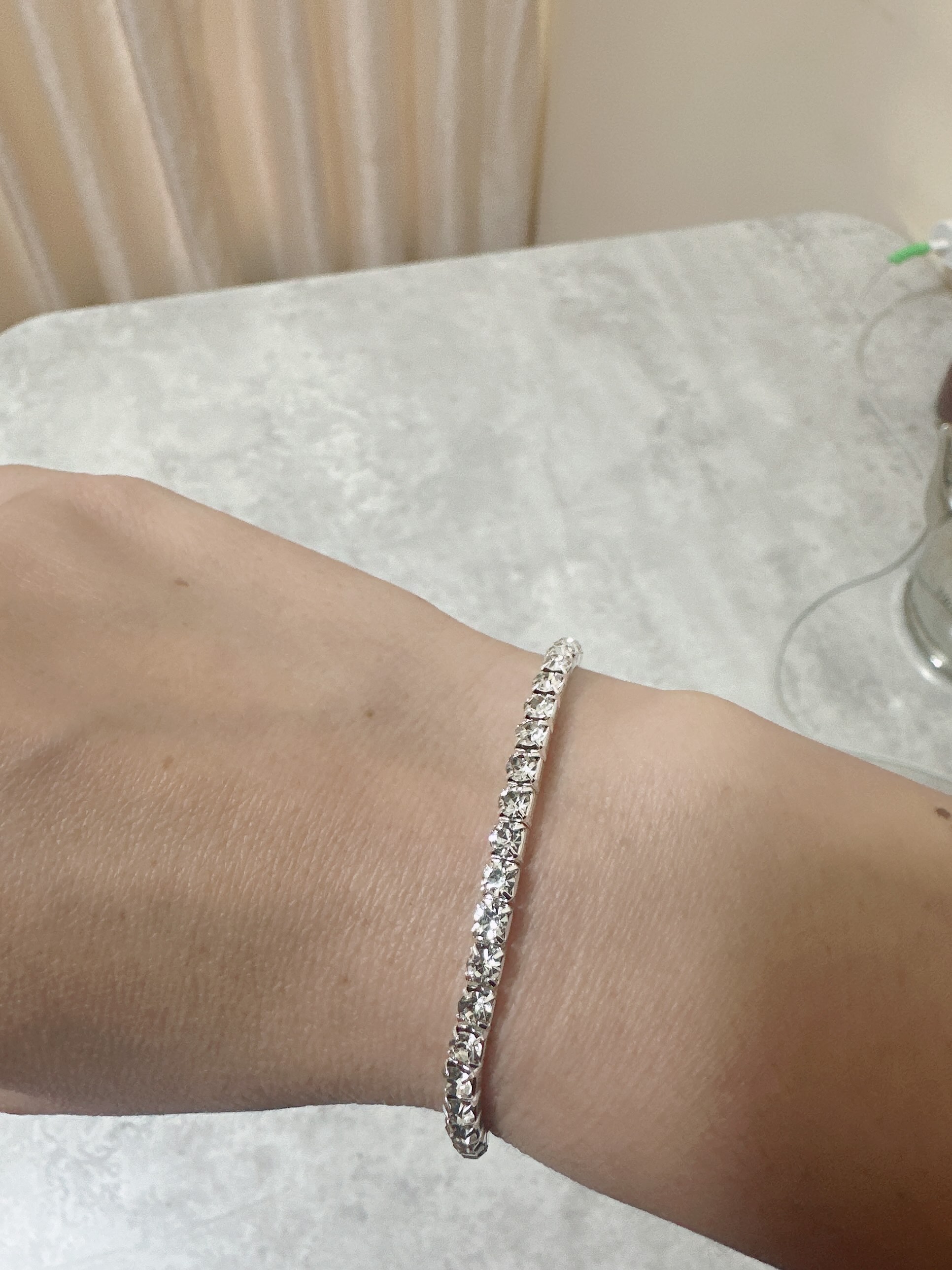 Женский браслет со стразами, серебряный цвет, 4 мм и 8 мм
