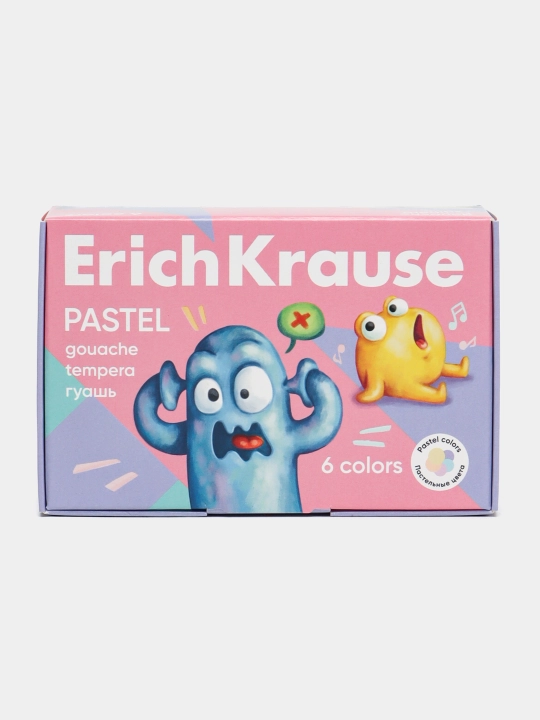 Gouache ErichKrause Jolly Friends Pastel 6 rang, har biri 20 ml (qutida 6 dona) 61418 - 