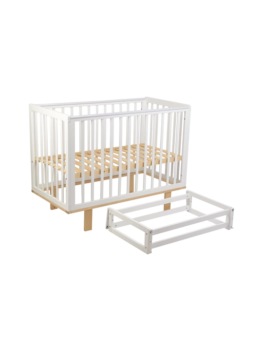 Кроватка детская Polini kids Simple 340 с маятником, белый-натуральный