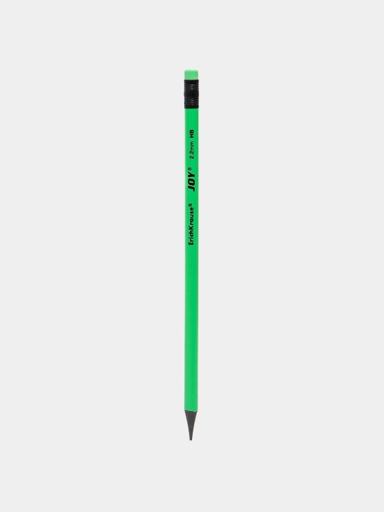 Plastik qora grafitli qalam ErichKrause JOY Neon, dumaloq, o'chirgich bilan, HB 43582 q0000053319 - 
