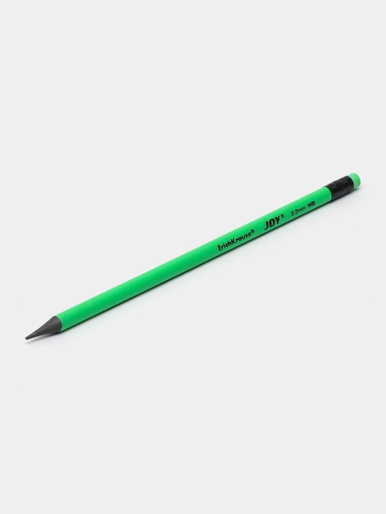Plastik qora grafitli qalam ErichKrause JOY Neon, dumaloq, o'chirgich bilan, HB 43582 q0000053319