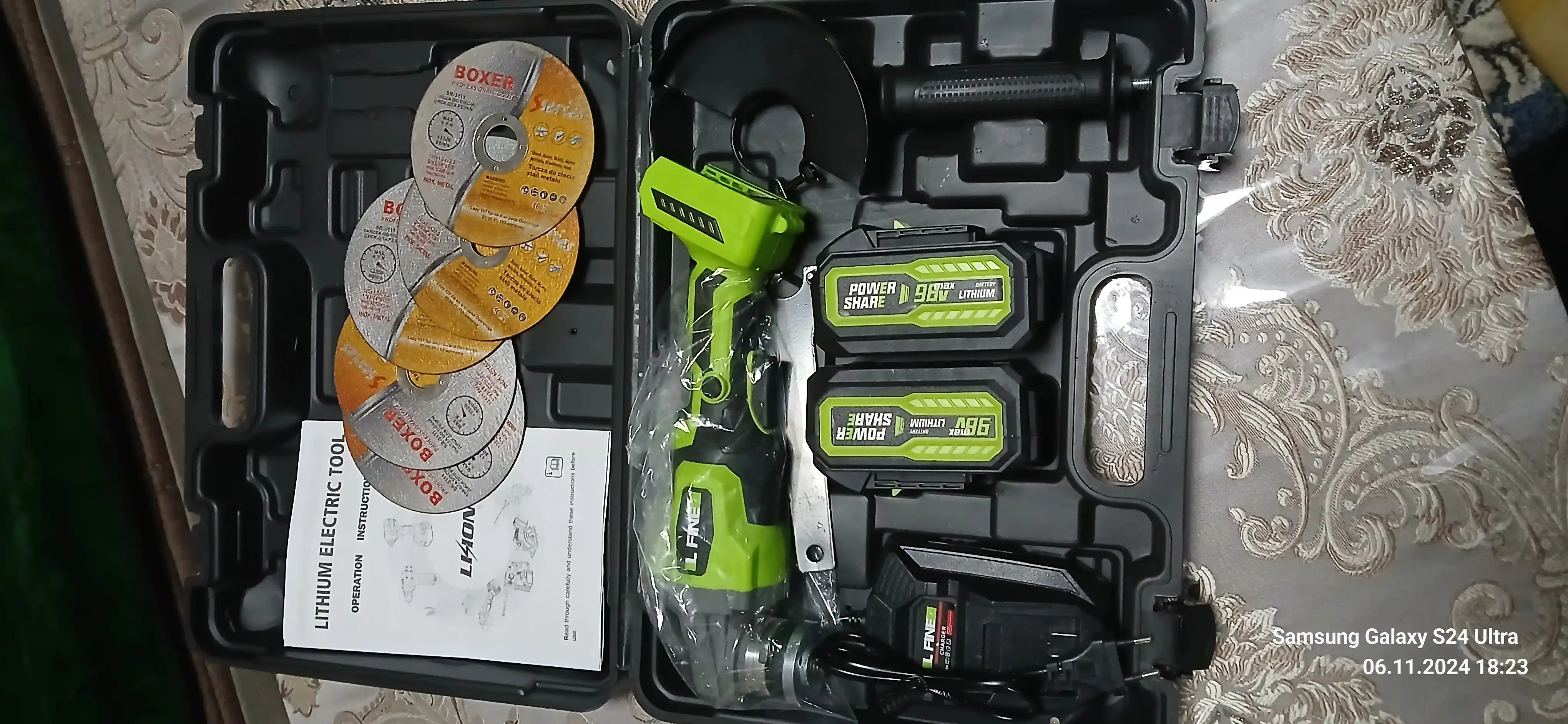 Burchak silliqlash mashinasi, batareykali bolgarka LFINE, 125 mm, 98V