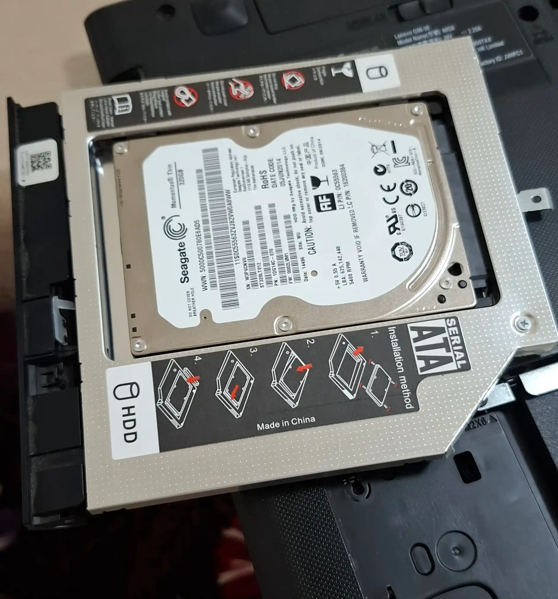 Универсальный HDD Caddy 2.5 для установки в ноутбук и жесткий диск, 9.5-12.7 мм