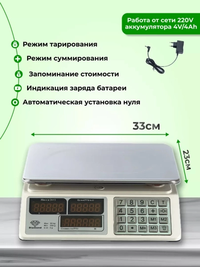 Весы торговые, электронные, до 40 кг