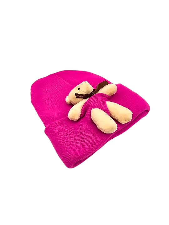 Trikotaj qishki shlyapa Teddy bear issiq