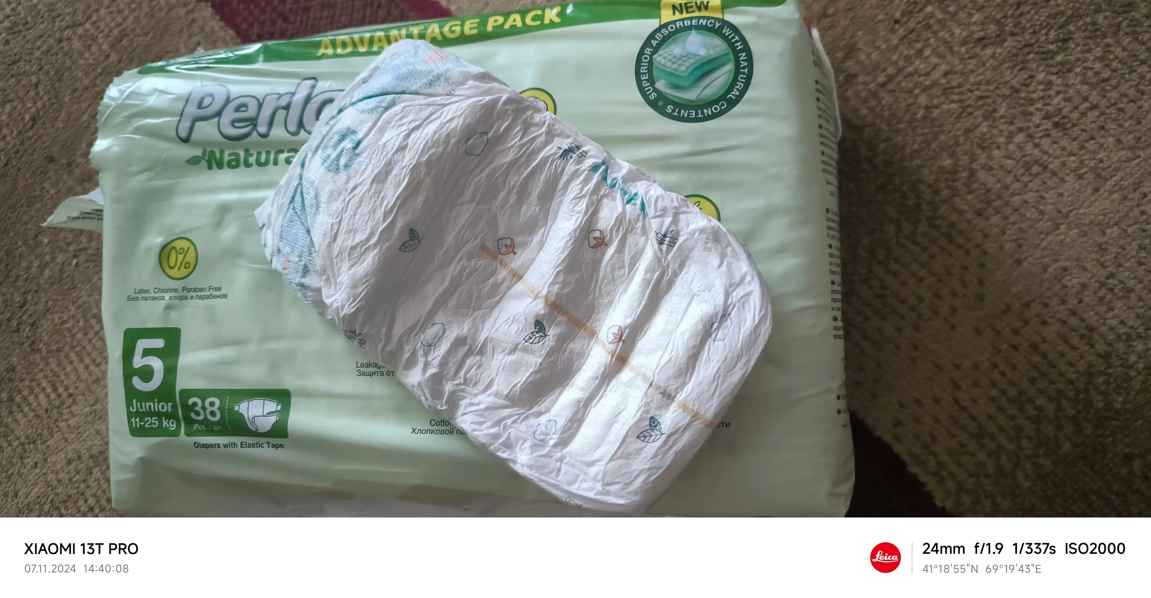 Bezi PERLA NATURAL 5 JUNIOR 11-25 kg, 38 dona