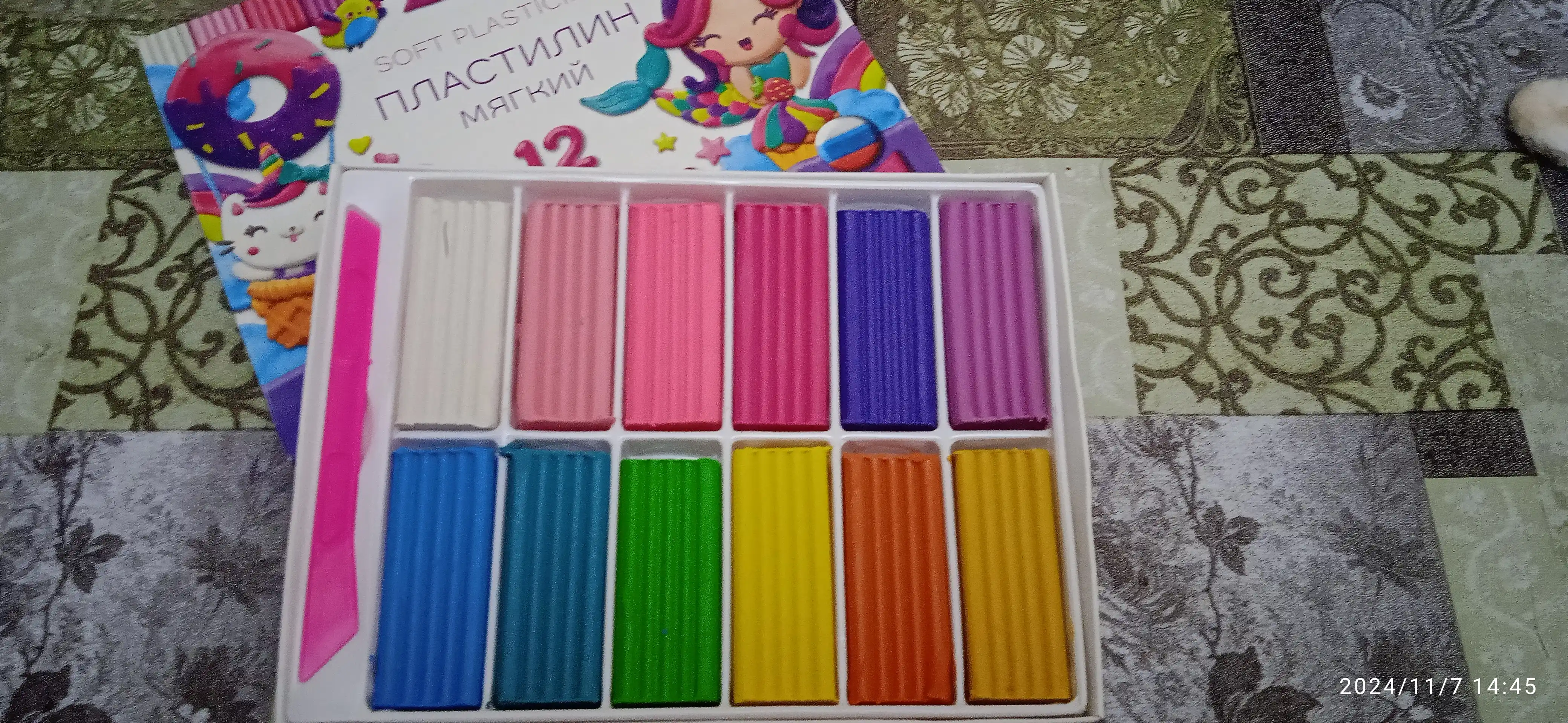 Пластилин для девочек ПЛ12Р, 12 цветов