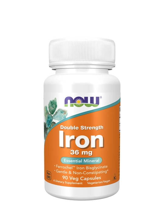 Now Foods Iron temir 36 mg, 90 ta energiya va sog'liqni saqlash kapsulalari, Halol