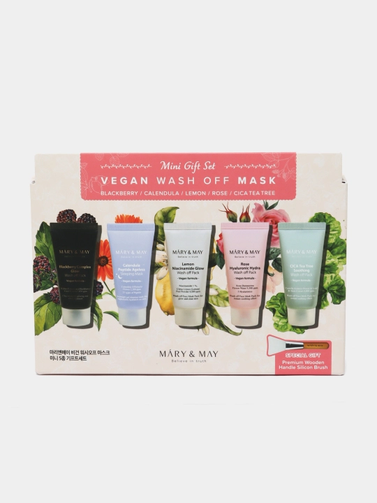 Yuz uchun MARY&MAY Vegan yuviladigan mini maskalar to‘plami, 5×30 gr