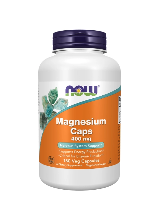 NOW Foods Magniy mushaklar va asab tizimini qo'llab quvvatlash uchun 400 mg, 180 kapsula
