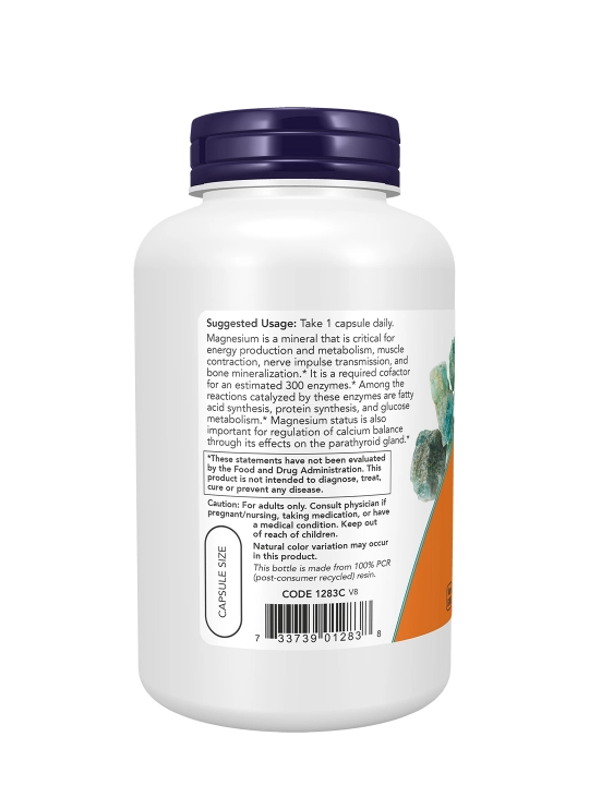 NOW Foods Magniy mushaklar va asab tizimini qo'llab quvvatlash uchun 400 mg, 180 kapsula