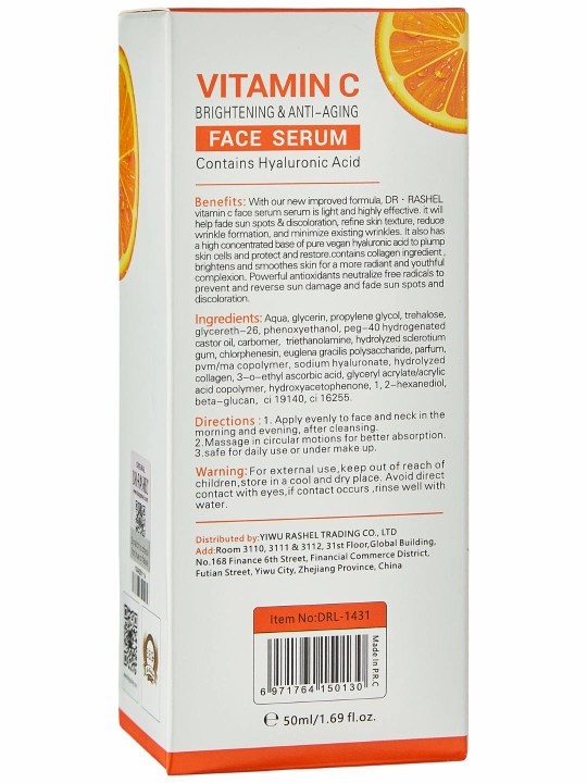 Teng rang yuz terisi uchun C vitaminli Dr. Rashel yorug‘lashtiruvchi serumi, 50 ml