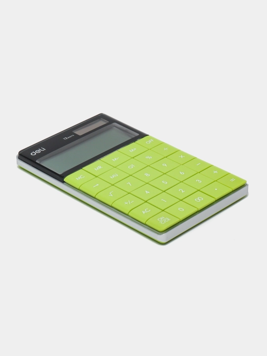 Калькулятор Deli E1589, 12 цифровой, зеленый, 164.6 × 129.9 × 14.6 мм - 