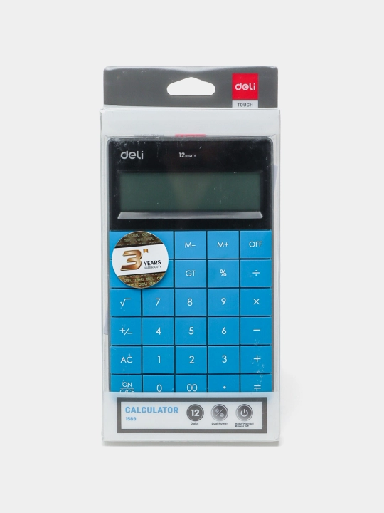 Калькулятор Deli E1589, 12 цифр, синий, 164.6 х 129.9 х 14.6 мм