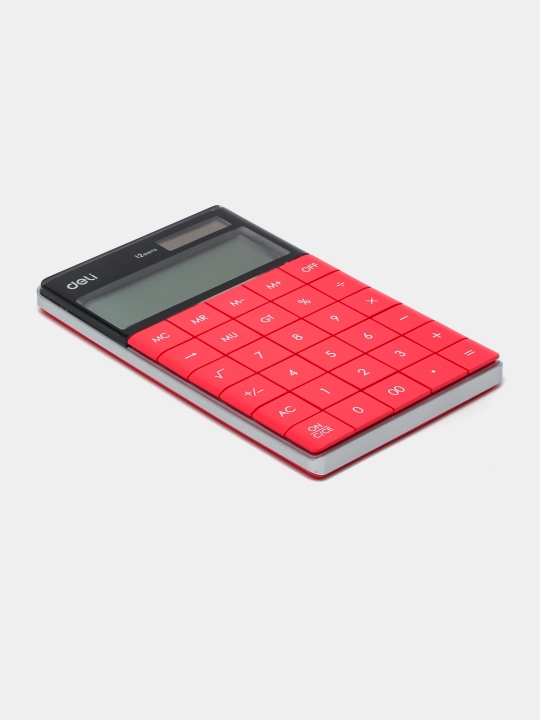 Калькулятор, 12 цифр, "Deli" E1589, красный, 164.6х129.9х14.6мм - 