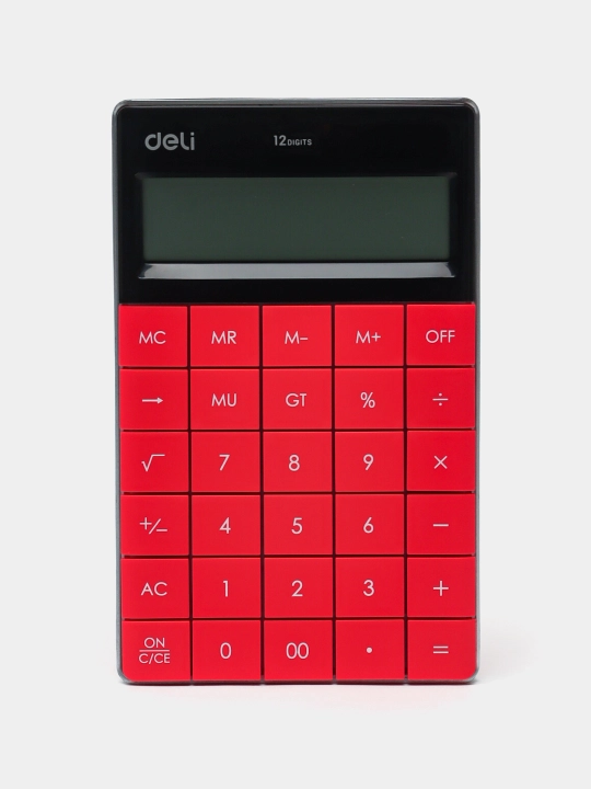 Каlkulator, 12 raqam, "Deli" E1589, qizil, 164.6х129.9х14.6mm