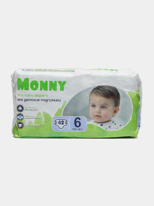 MONNY bolalar tagliklari, o‘lchami 6, 15+ kg, katta qadoqda, 42 dona, by Husfa - 