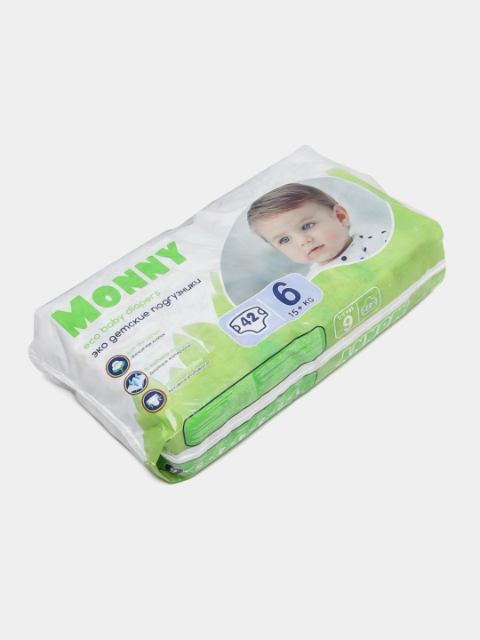 MONNY bolalar tagliklari, o‘lchami 6, 15+ kg, katta qadoqda, 42 dona, by Husfa