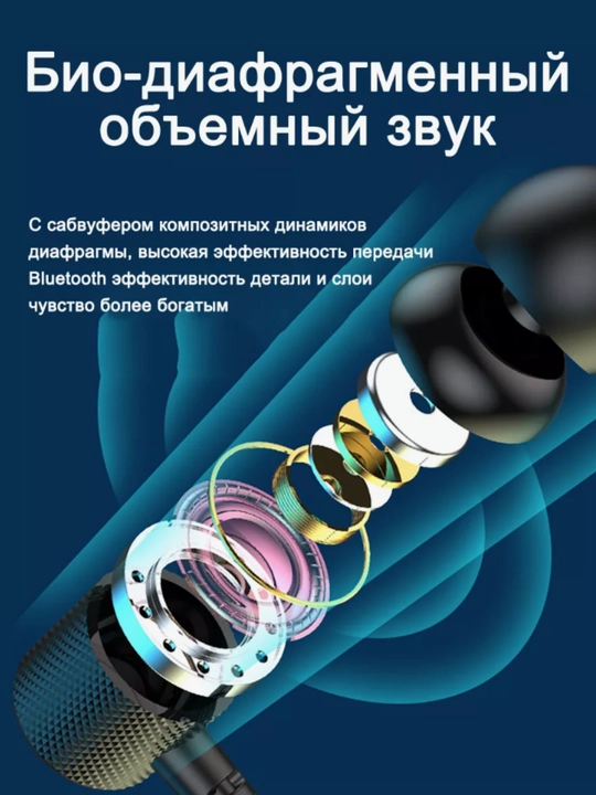 12D simsiz Bluetooth quloqchinlar, ichki kanalli, bo‘yin gardishi bilan