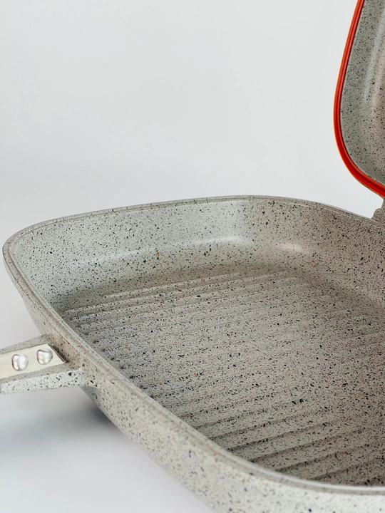 Life Smile ikki tomonlama grill tova – 36 sm, granit qoplama, magnit tutqichli