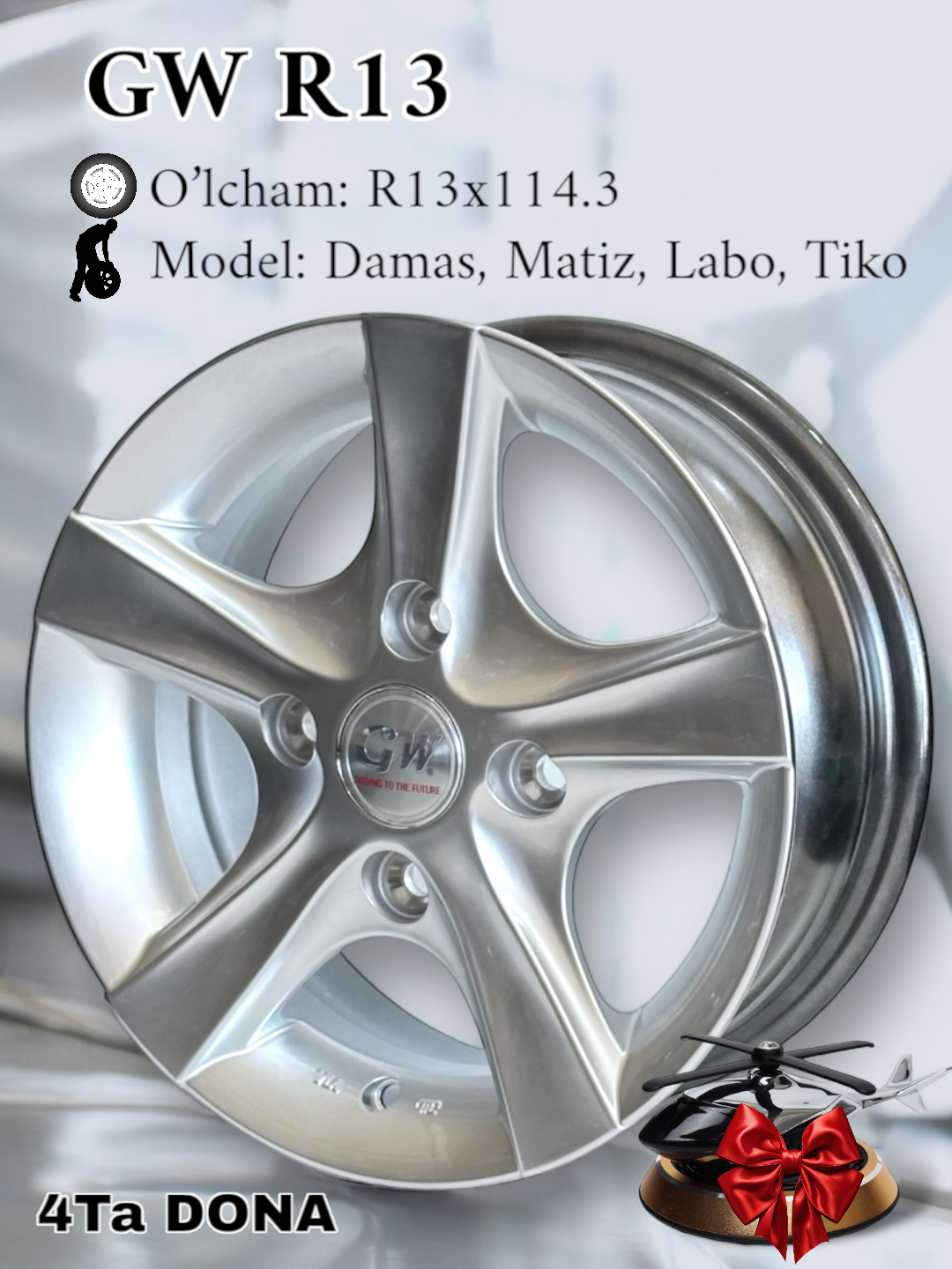 Diskalar to'plami GW R13x114.3, 4 dona, sovg'a sifatida balon qoraytirgich ABS