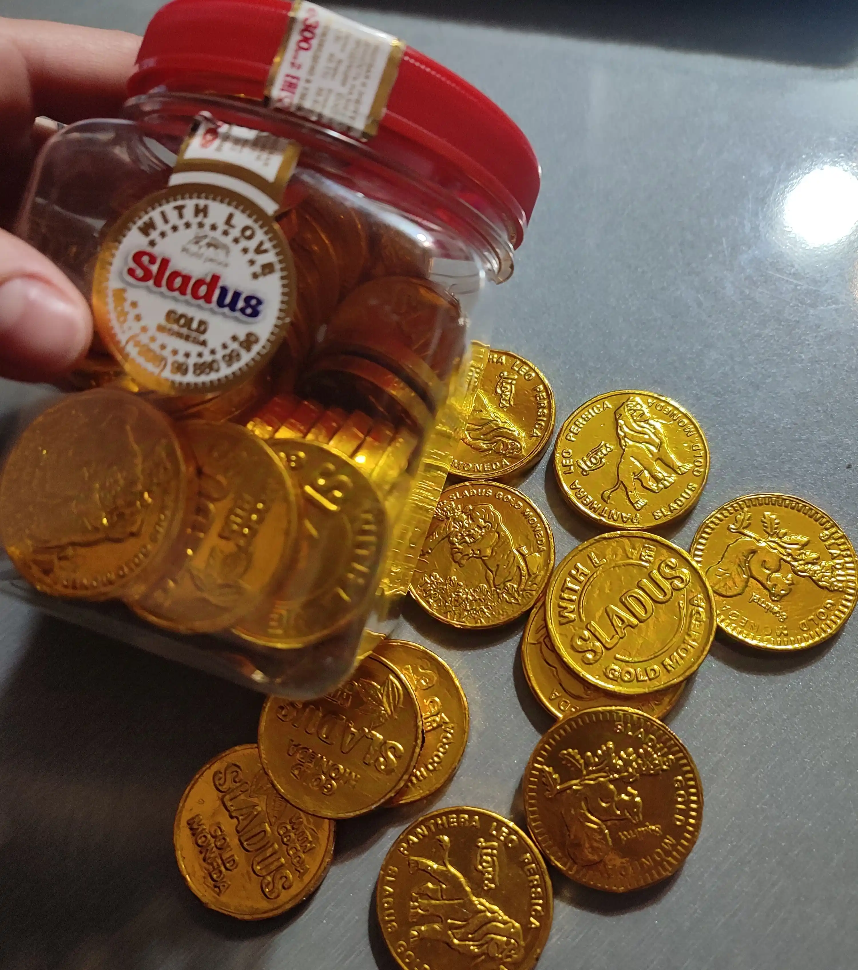 Tangalar shaklidagi sutli shokolad, Sladus Gold Moneda, 300 gr