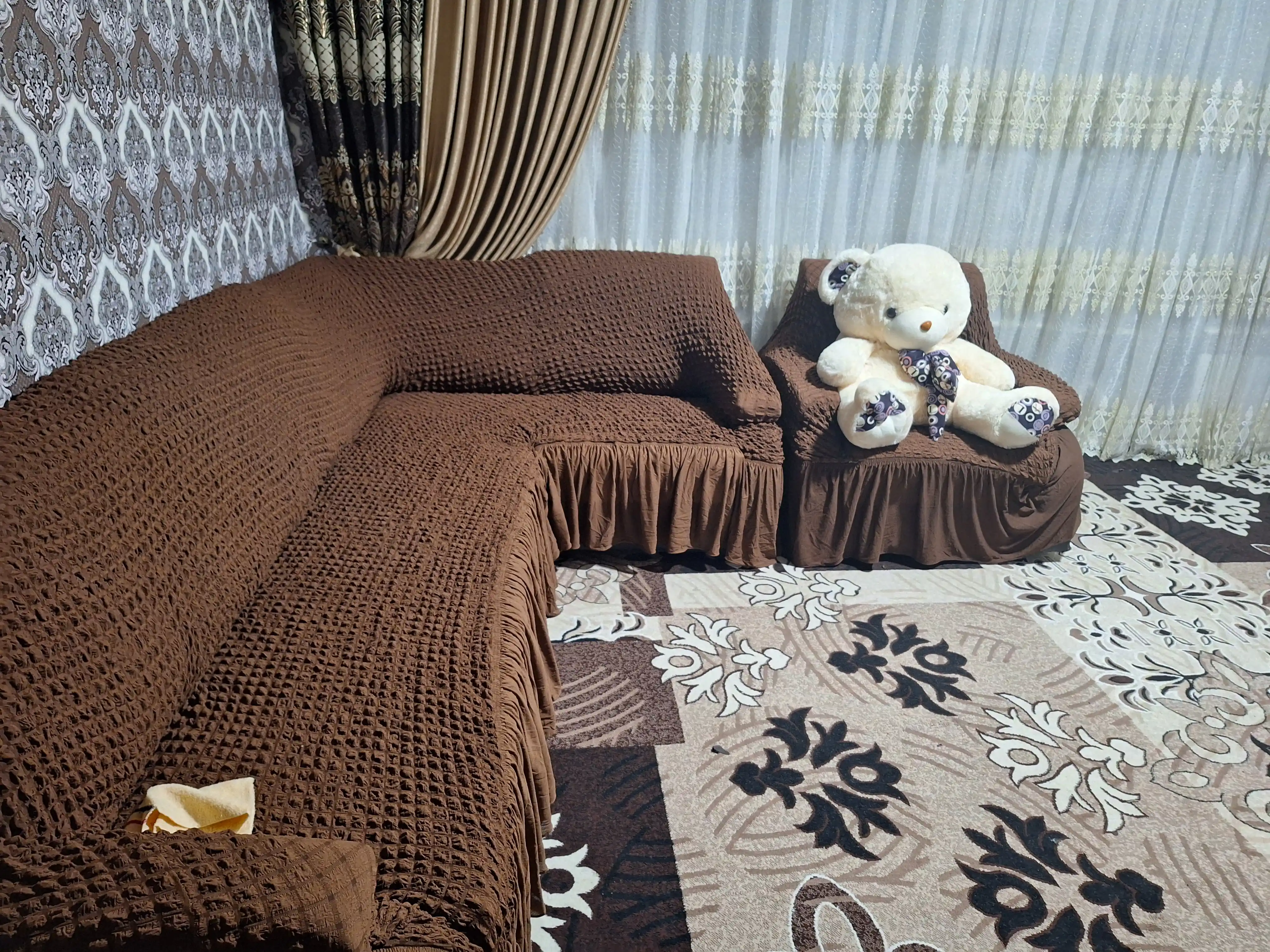 Универсальный чехол для угловой мебели, уголок+ 1 кресло
