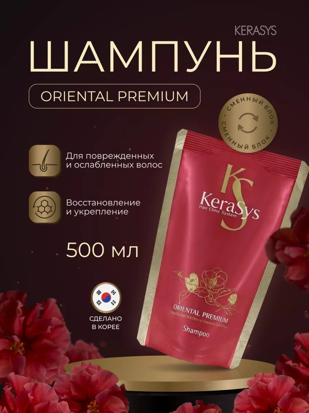 Кератиновый шампунь от выпадения волос Kerasys Oriental Premium 500 мл ...
