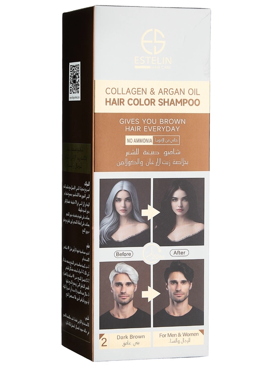 Soch uchun shampun-bo'yoq Collagen & argan oil hair color shampoo, 400 ml - 