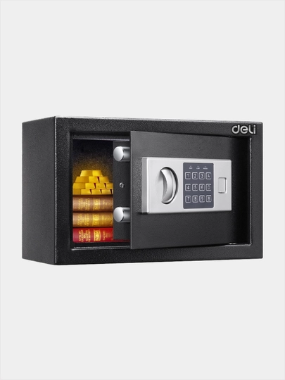 Сейф 200*310*200 ET520 Deli, электронный замок + ключ, черный, 4 кг — DFDELI-ET520-ЧЕРН