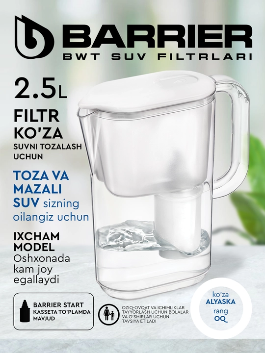 Фильтр-кувшин для воды, кухни с картриджем Барьер Аляска StyleX, 2.5 л