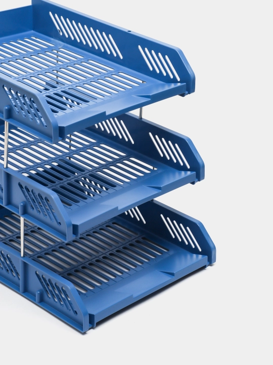 Deli E9209 gorizontal qog‘oz lotogi, 3 qavatli, plastik, ko‘k