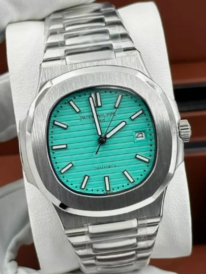 Мужские наручные часы Patek Philippe, дизайн подарочной коробки подойдет к любому стилю — WATCH11-105W047-БИРЮЗ
